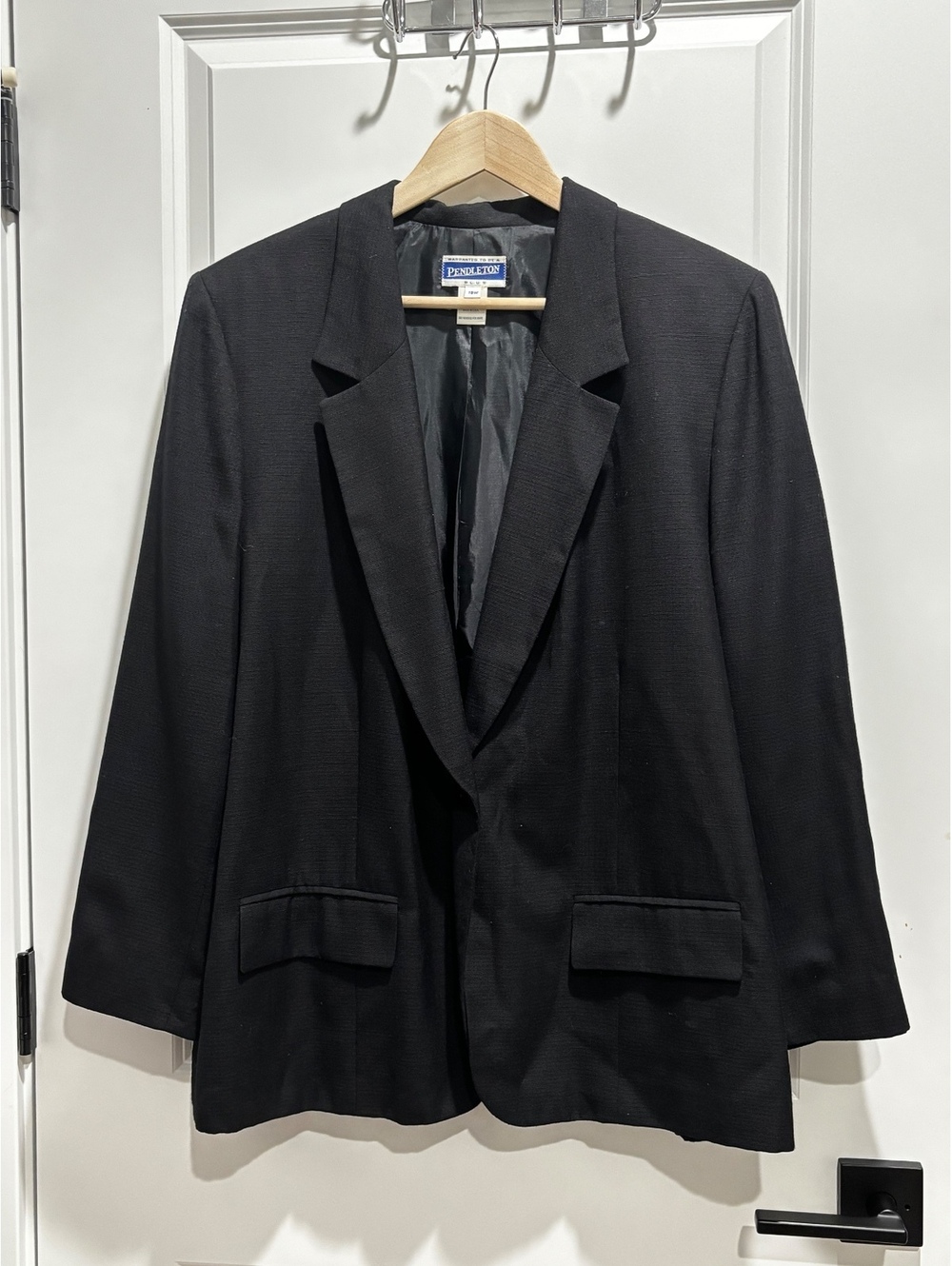 Vintage Pendleton Plus 18W Black Wool Blazer Jacket Made in USA Classic Career